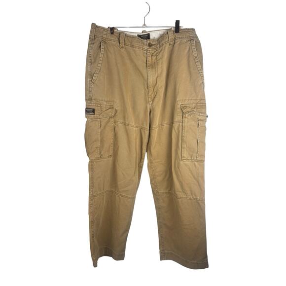 Abercrombie Fitch Vtg Y2K Men’s Khaki Cargo Pants 36x29 MINT Cndtn Loose Fit - Picture 1 of 6